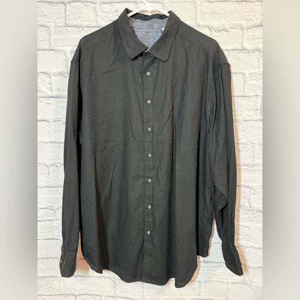 Robert Graham Highland Long Sleeve Men's Black Button-Up Shirt, sz 2XL